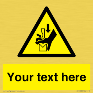 Custom warning hand crushing between press brake tool